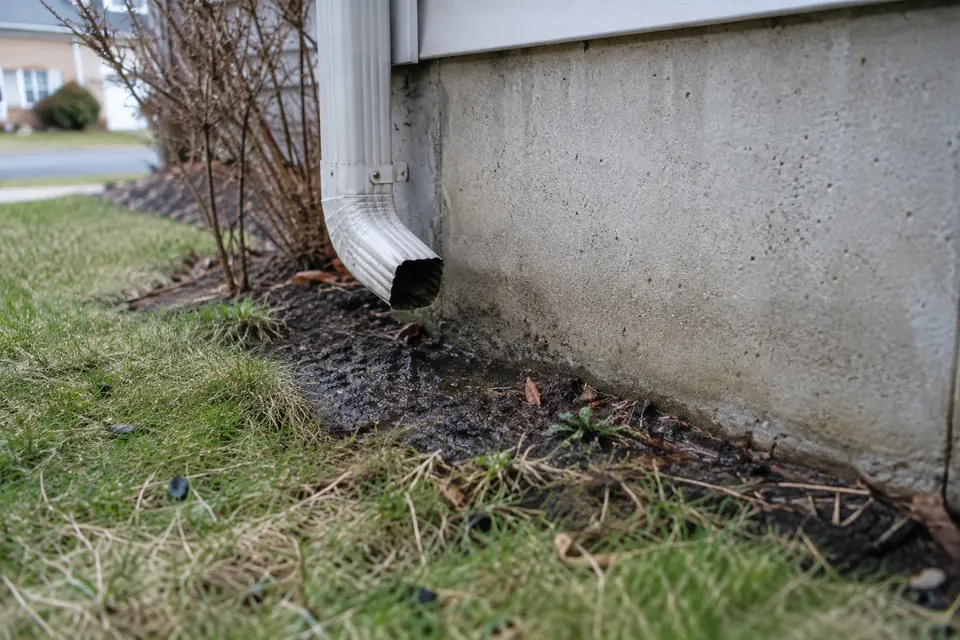Low point visible along a residential gutter run