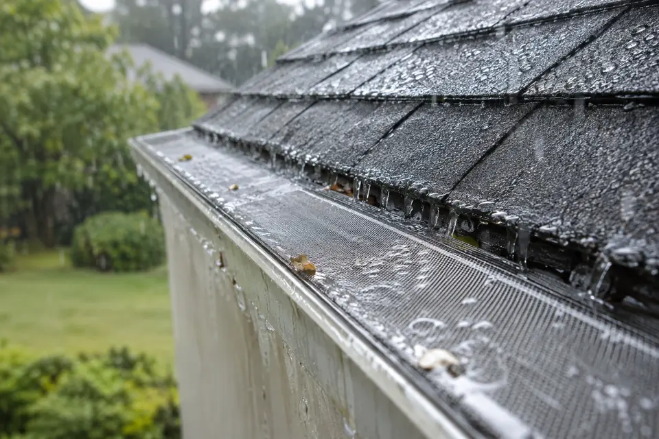 Micro-mesh gutter guard below mature Oakville trees