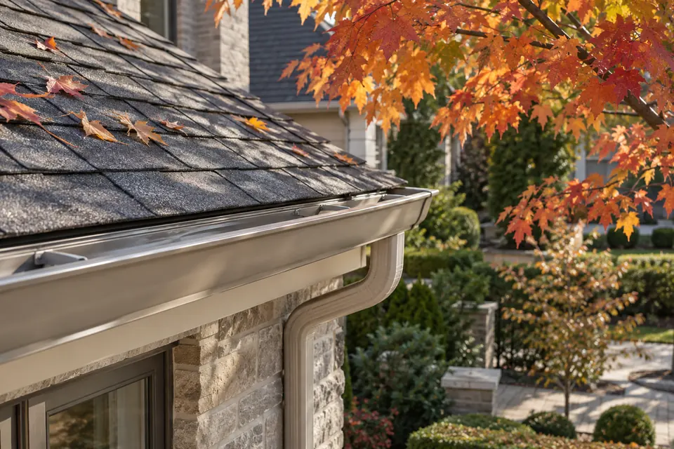 Seamless eavestrough formed beside an Oakville home